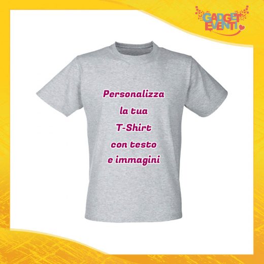T-Shirt Uomo Maglietta Grigia Personalizzata con Nome Foto Immagini Testo o Frasi Gadget Eventi