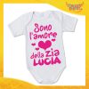 Body Neonato Fucsia Bodino Bimbo "Personalizzato Con Nome Amore Della Zia" Gadget Eventi