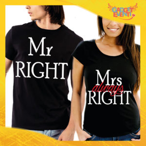 T-Shirt Coppia Maglietta "Mr and Mrs Right" Gadget Eventi