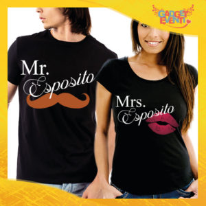 T-Shirt Coppia Maglietta "Mr and Mrs Esposito" Gadget Eventi