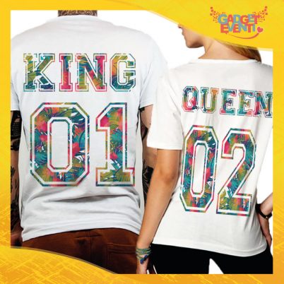 T-Shirt Coppia Retro Maglietta "King and Queen Floreale" Gadget Eventi