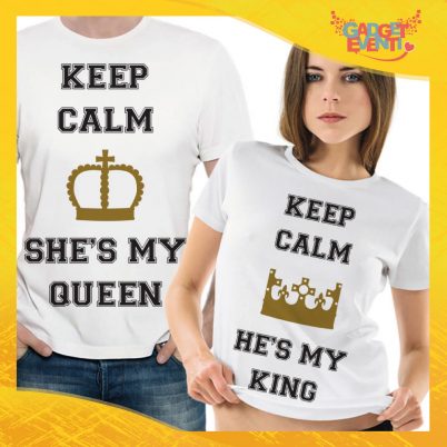 T-Shirt Coppia Maglietta "Keep Calm she is my Queen" Gadget Eventi