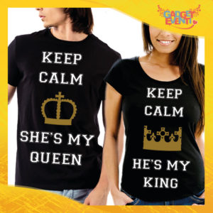 T-Shirt Coppia Maglietta "Keep Calm she is my Queen" Gadget Eventi