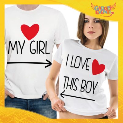 T-Shirt Coppia Maglietta "Love My Girl Cuore" Gadget Eventi