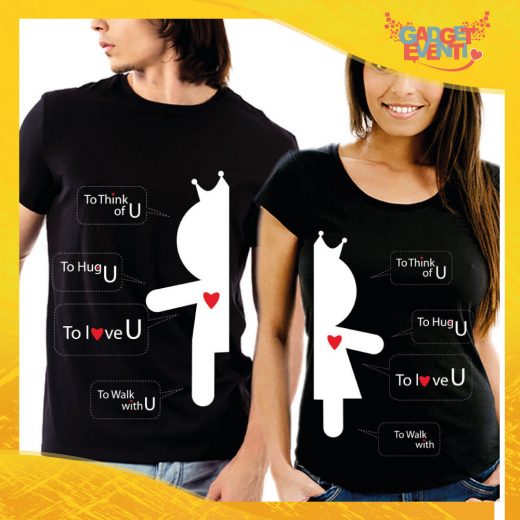 T-Shirt Coppia Maglietta "Vignette d'Amore" Gadget Eventi