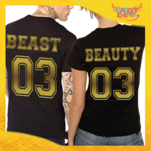 T-Shirt Coppia Retro Maglietta "Beast and Beauty Oro" Gadget Eventi