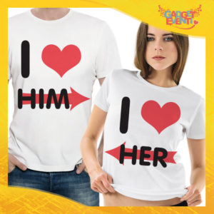 T-Shirt Coppia Maglietta "I Love Him" Gadget Eventi