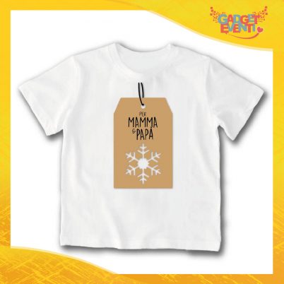 T-Shirt Bimbo Maglietta Natale "Fiocco di Neve Per Mamma e Papà" Gadget Eventi