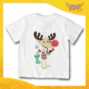T-Shirt Bimbo Maglietta Natale "Renna Calza di Natale" Gadget Eventi
