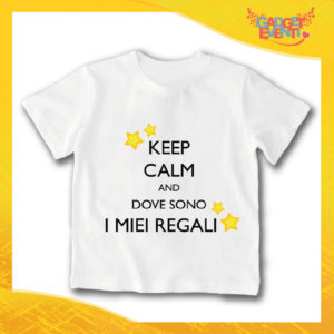 T-Shirt Bimbo Maglietta Natale "Keep Calm and dove sono i Miei Regali" Gadget Eventi