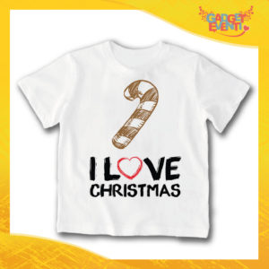 T-Shirt Bimbo Maglietta Natale "Omino Pan di Zenzero I Love Christmas" Gadget Eventi