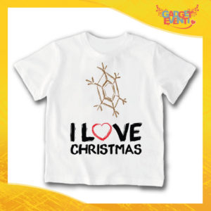 T-Shirt Bimbo Maglietta Natale "Fiocco di Neve I Love Christmas" Gadget Eventi