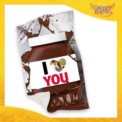 Plaid Coperta in Pile "I Love You Foto Personalizzata Cioccolato" San Valentino Gadget Eventi