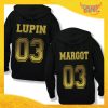 Coppia di Felpe Nero Oro Love "Lupin and Margot" Stampa Retro San Valentino Gadget Eventi