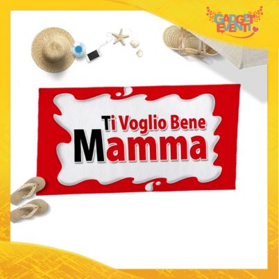 Telo Mare Personalizzato "Ti Voglio Bene Mamma Bar" Festa della Mamma Gadget Eventi