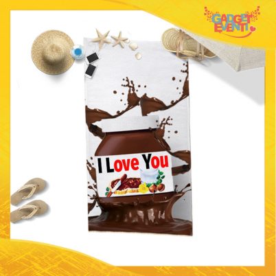 Telo Mare Personalizzato "I Love You Testuale Cioccolato" San Valentino Gadget Eventi
