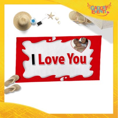 Telo Mare Personalizzato "I Love You Testuale Foto Personalizzata Bar" San Valentino Gadget Eventi