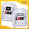 Coppia di Felpe Bianco Love "True Love" San Valentino Gadget Eventi