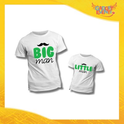 Coppia di T-Shirt "Big Little Man Baffi" Maglietta Padre Figlio Maglia Idea Regalo Festa del Papà Gadget Eventi