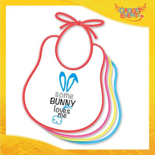 Bavetto Bavaglino Bimbo Maschietto "Bunny Loves Me" idea regalo Pasqua Gadget Eventi