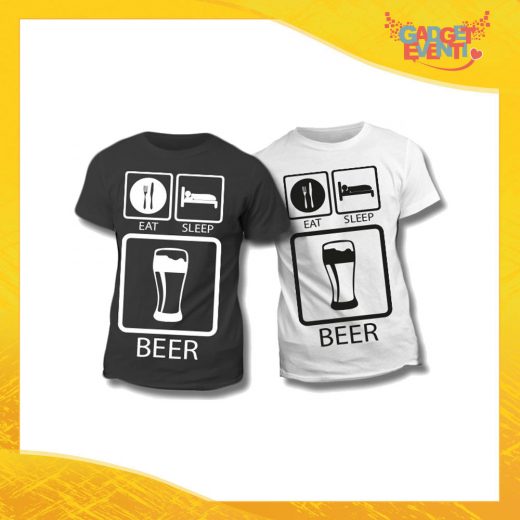Maglietta T-Shirt Regalo Festa del Papà "Eat Sleep Beer" Gadget Eventi