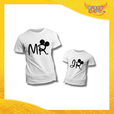 Coppia di T-Shirt Bianche "Mister Junior Disney" Maglietta Padre Figlio Maglia Idea Regalo Festa del Papà Gadget Eventi