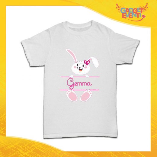T-Shirt Bimbo Femminuccia "Coniglietto con Nome" Regalo Pasquale Pasqua Gadget Eventi