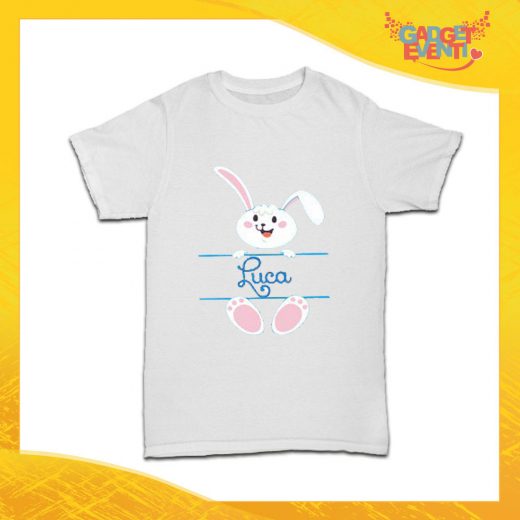 T-Shirt Bimbo Maschietto "Coniglietto con Nome" Regalo Pasquale Pasqua Gadget Eventi