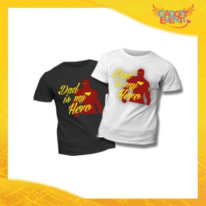 T-Shirt Bimbo "Dad is My Hero Red" Idea Regalo Bambino Festa del Papà Gadget Eventi