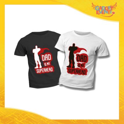 T-Shirt Bimbo "Dad is My Superhero" Idea Regalo Bambino Festa del Papà Gadget Eventi