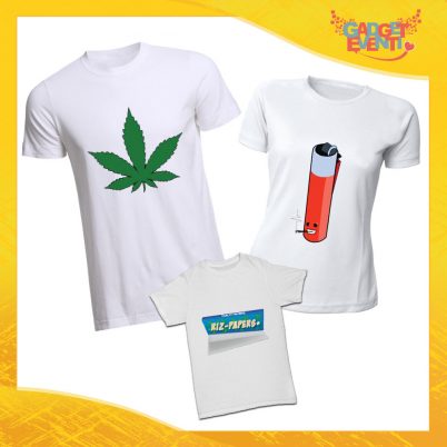 Tris di T-Shirt Maschietto Bianco "Mary Lighter Papers" Maglie Magliette Papà Mamma e Figli Gadget Eventi