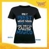 T-Shirt Donna Nera Grafica Blu "Only The Best" Idea Regalo Festa di Compleanno Gadget Eventi