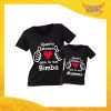 Coppia t-shirt nera femminuccia "Ama i suoi bimbi" madre figli idea regalo festa della mamma gadget eventi