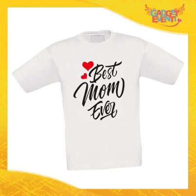 Maglietta Bambino Bambina "Best Mom Ever" Idea Regalo T-shirt Festa della Mamma Gadget Eventi