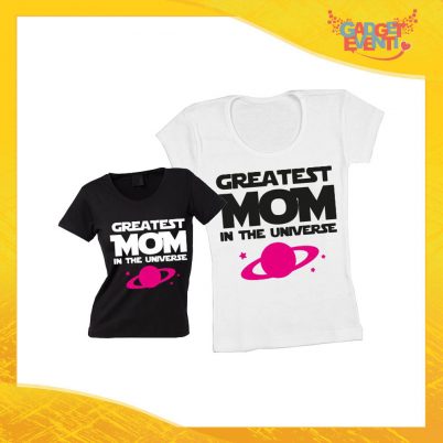 Maglietta, t-shirt idea regalo festa della mamma femminuccia "Greatest Mom Universe" - Gadget Eventi"