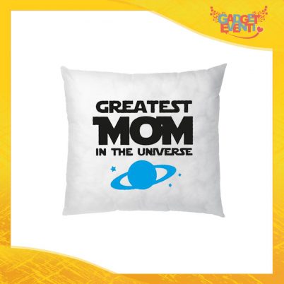 Cuscino Quadrato Maschietto "Greatest Mom Universe" Idea Regalo Festa della Mamma Gadget Eventi
