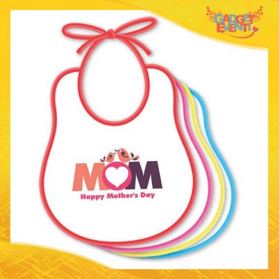 Bavetto "Happy Mother's Day" Bavaglino Idea Regalo Festa della Mamma Gadget Eventi