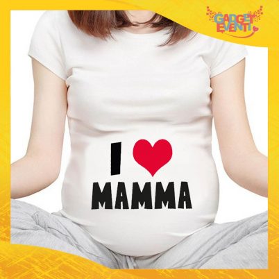 T-shirt Premaman Bianca "Love Cuore" idea regalo festa della mamma gadget eventi