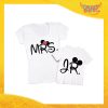 Coppia t-shirt bianca maschietto "Mrs and Jr" madre figli idea regalo festa della mamma gadget eventi