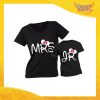 Coppia t-shirt nera femminuccia "Mrs and Jr" madre figli idea regalo festa della mamma gadget eventi