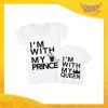 Coppia t-shirt bianca maschietto "Queen Prince Princess" madre figli idea regalo festa della mamma gadget eventi