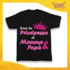 Maglietta Nera Femminuccia Bimba "Principessa di Mamma e Papà" Idea Regalo T-Shirt Gadget Eventi