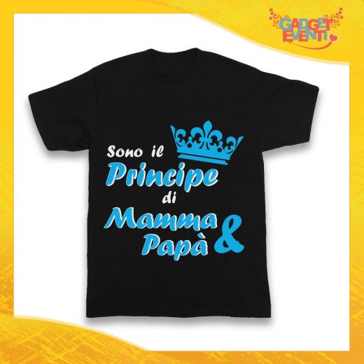 Maglietta Nera Maschietto Bimbo "Principe di Mamma e Papà" Idea Regalo T-Shirt Gadget Eventi