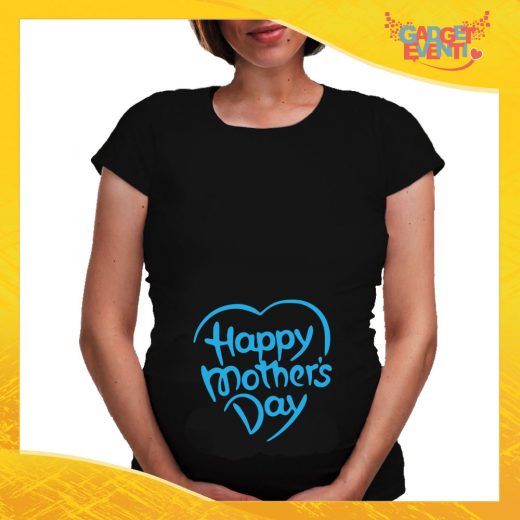 T-shirt Premaman Nera Maschietto "Mother's Day" idea regalo festa della mamma gadget eventi