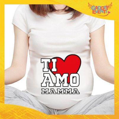 T-shirt Premaman Bianca "Ti Amo" idea regalo festa della mamma gadget eventi