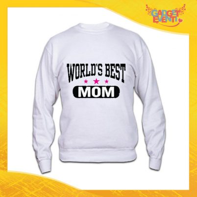 Felpa Bianca "World's Best Mom" Idea Regalo Festa della Mamma Gadget Eventi