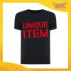 Maglietta T-Shirt uomo nera Grafica rossa "Unique Item" Idea Regalo Linea Gadget Eventi