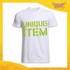Maglietta T-Shirt uomo Bianca Grafica verde "Unique Item" Idea Regalo Linea Gadget Eventi