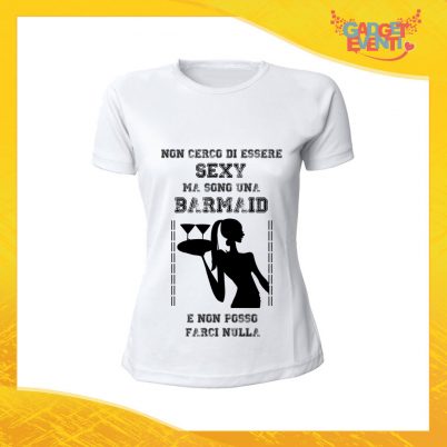 T-Shirt Donna Bianca Personalizzata per Mestiere "Barista" Barmaid Maglietta per l'estate Gadget Eventi