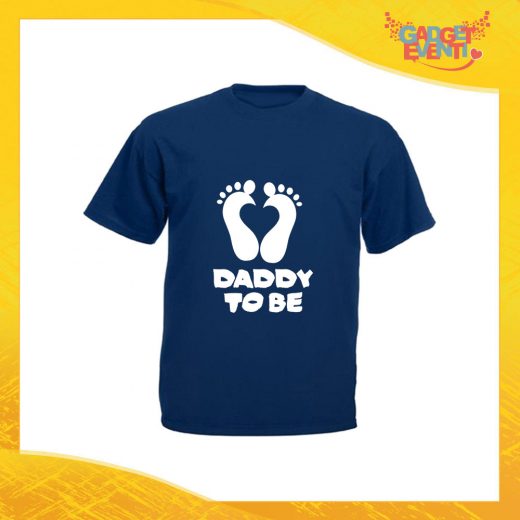 T-Shirt Uomo Blu Navy "Daddy to Be" Maglia Maglietta per l'estate Grafiche Divertenti Futuro Papà Gadget Eventi